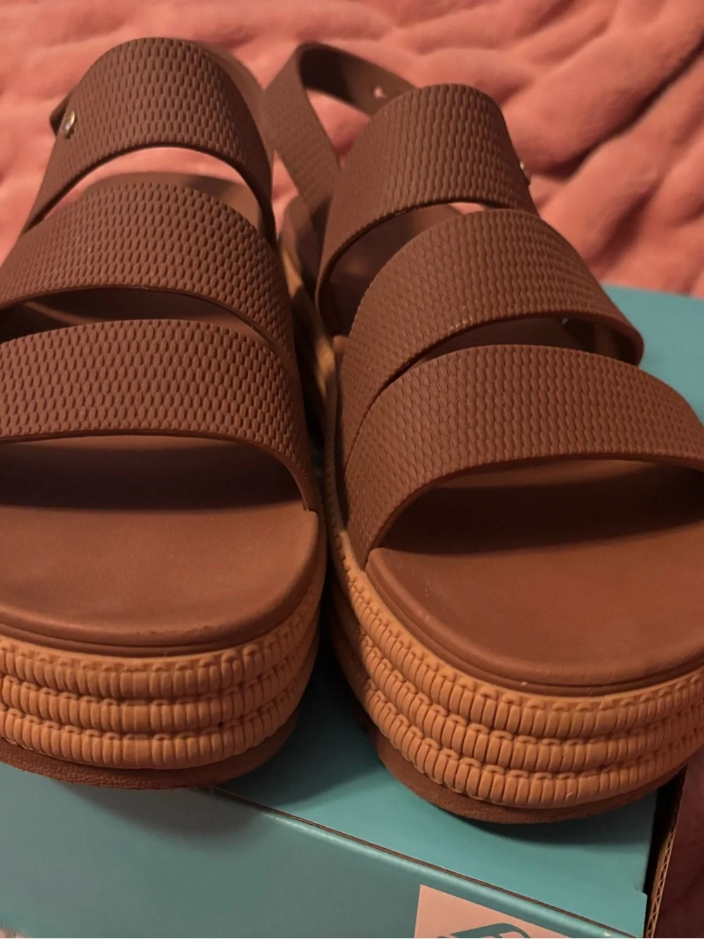 Reef Brown and Tan Platform Slingback Sandal